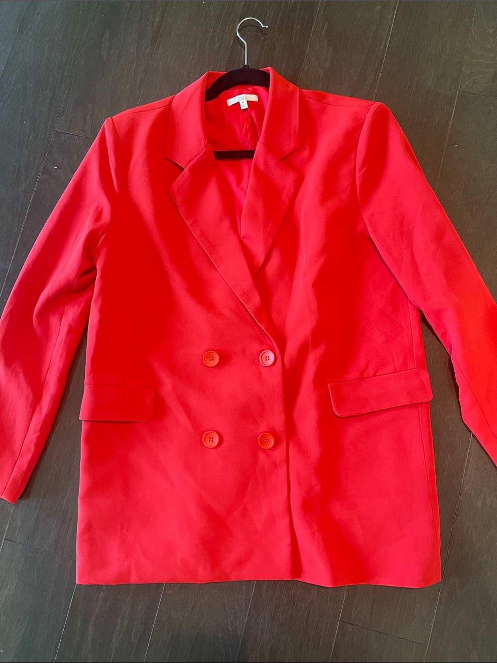 Women's Red Double-Breasted Blazer Jacket